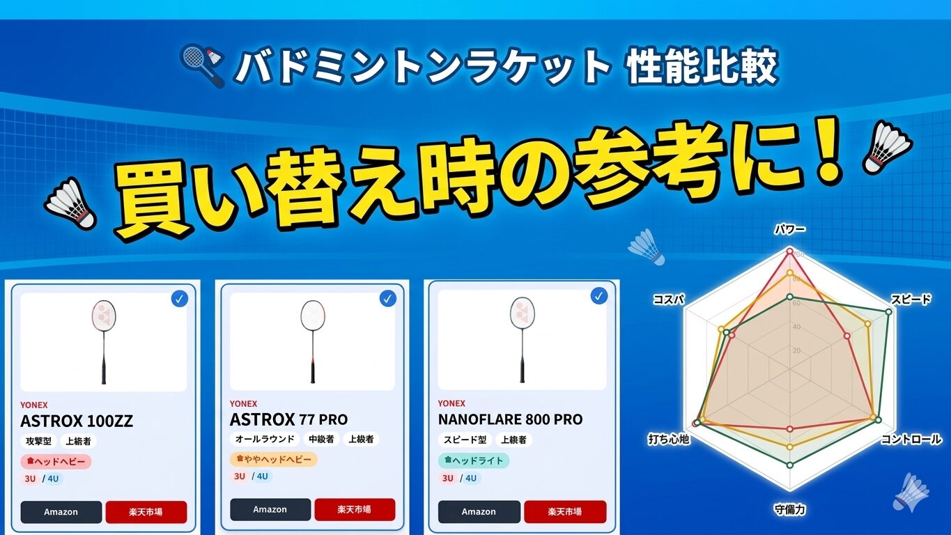バドミントンラケット,比較,性能,買い替え