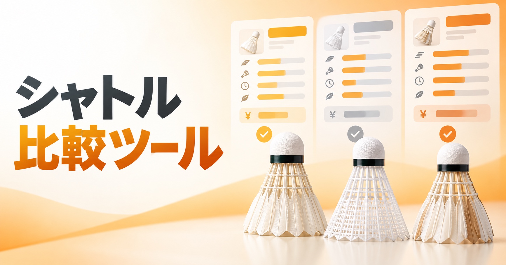 水鳥・ナイロン・ハイブリッドのシャトルを価格や性能で比較するツールのイメージ